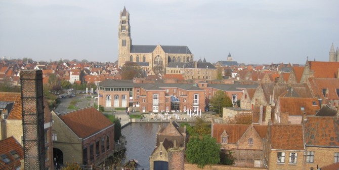 Bruges vue de la brasserie "De Halve Maan"